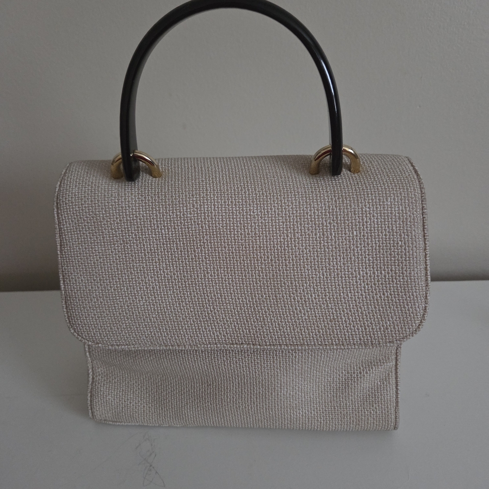 Preston & York Cream Satchel with Black Handle